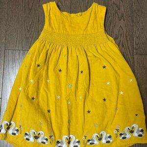 TU Sunny Yellow Kids Dress with Swan Embroidery size 18/24m